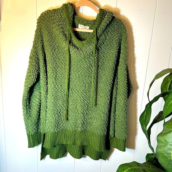 Peach Love California Women’s Green Popcorn Knit Hooded Tunic Size Small - Picture 2 of 9